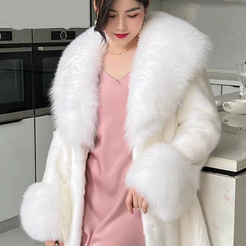 Large Faux Fox Fur Scarf Winter Warm Fluffy Collar And Cuff Sets 19 Colours