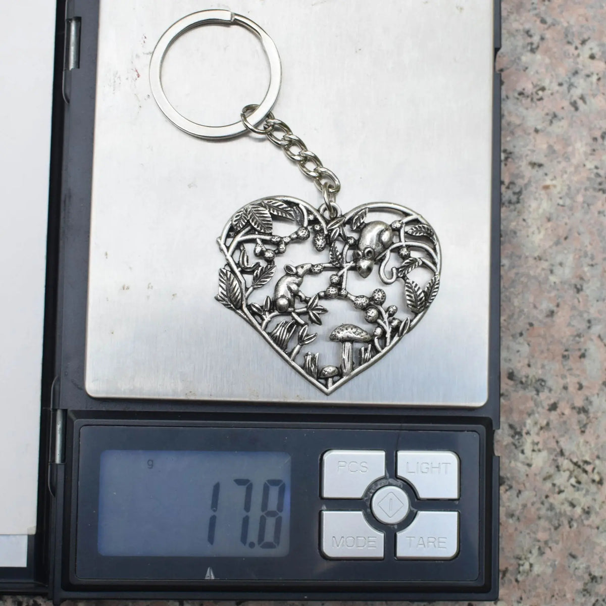 Forest Love Heart Mushroom And Mouse Keyring