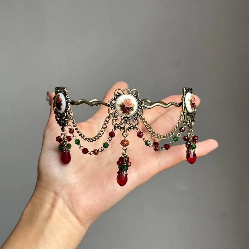 Victorian Ruby Drops Choker Necklace