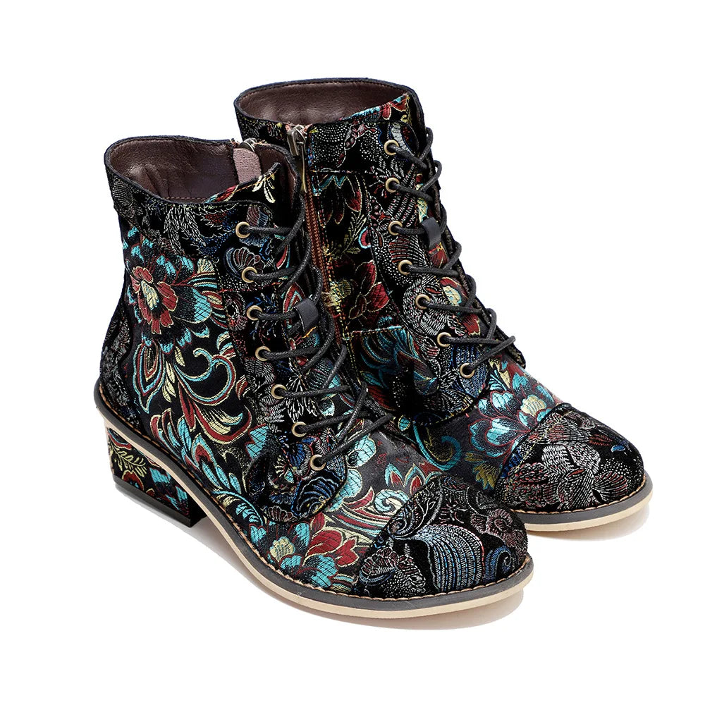 Mai's Embroidered Casual Short Boots Shoes