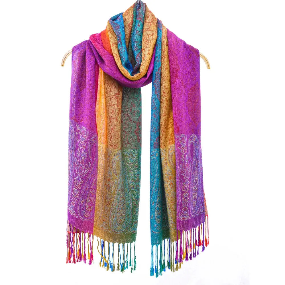 Rainbow Pashmina Scarfs Large Soft Warm Shawl Wrap