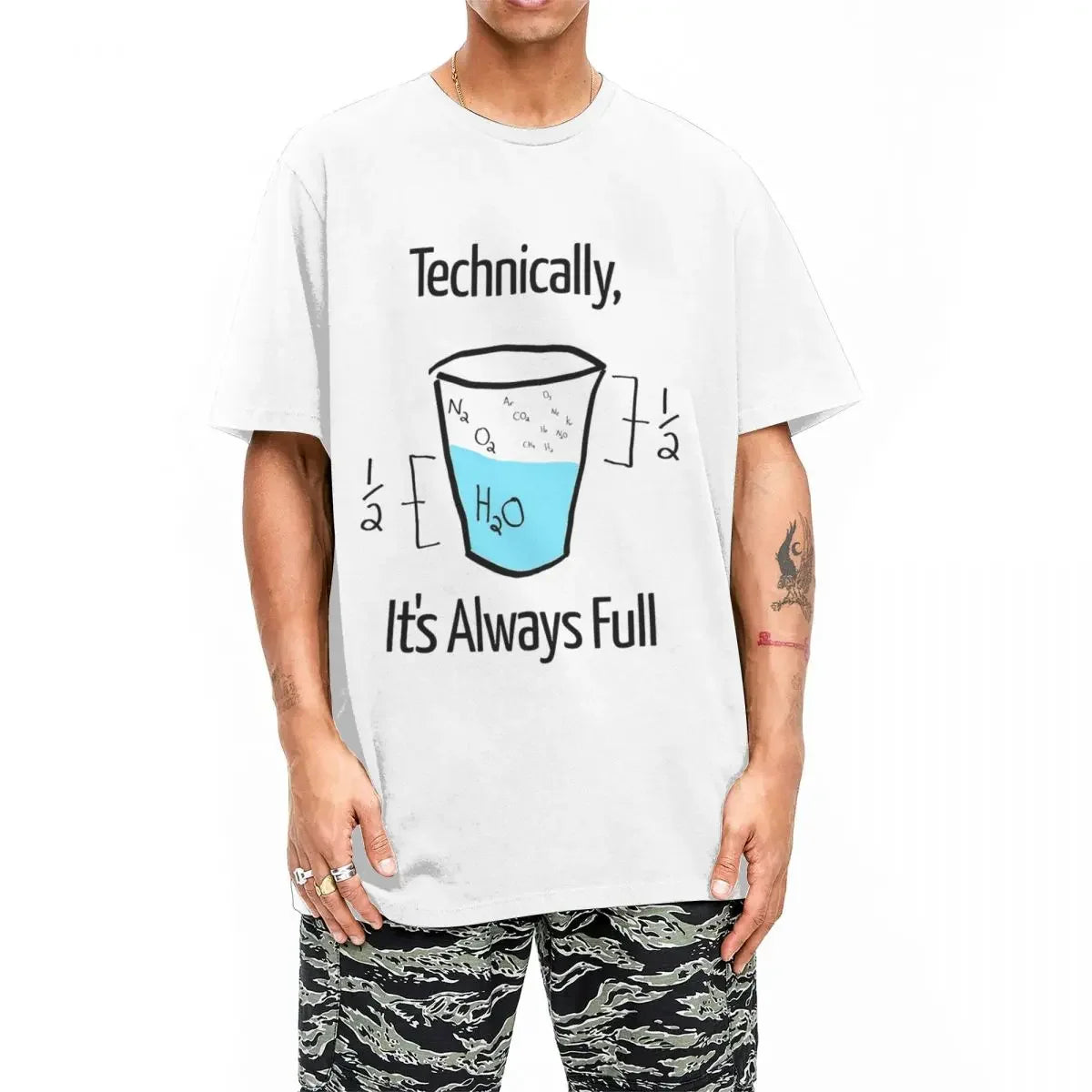Men's Optimistic T-Shirts 'Technically It Is Always Full'