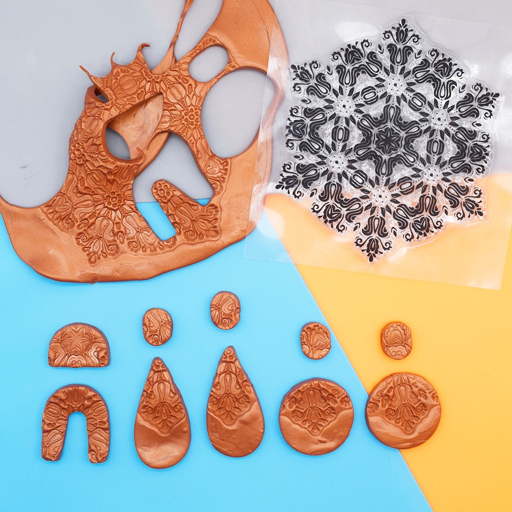 9cm Mandala Pottery Polymer Clay Texture Sheets Embossing Stamp