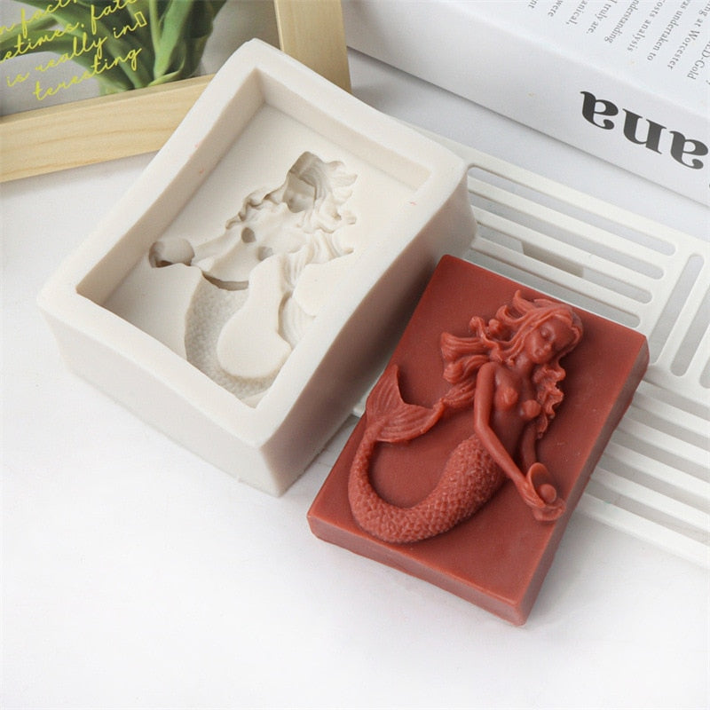 Mermaid Silicone Soap Moulds DIY Ocean Goddess Candle Resin Making Chocolate Mould