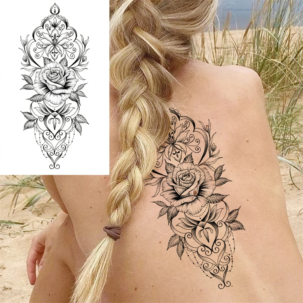 Large Peony Temporary Tattoos