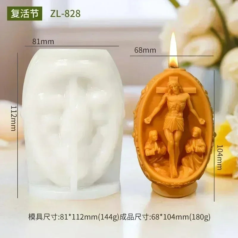 3D Easter Rabbit Relief Egg Silicone Mould Resin Candle Soap Plaster DIY Crafts