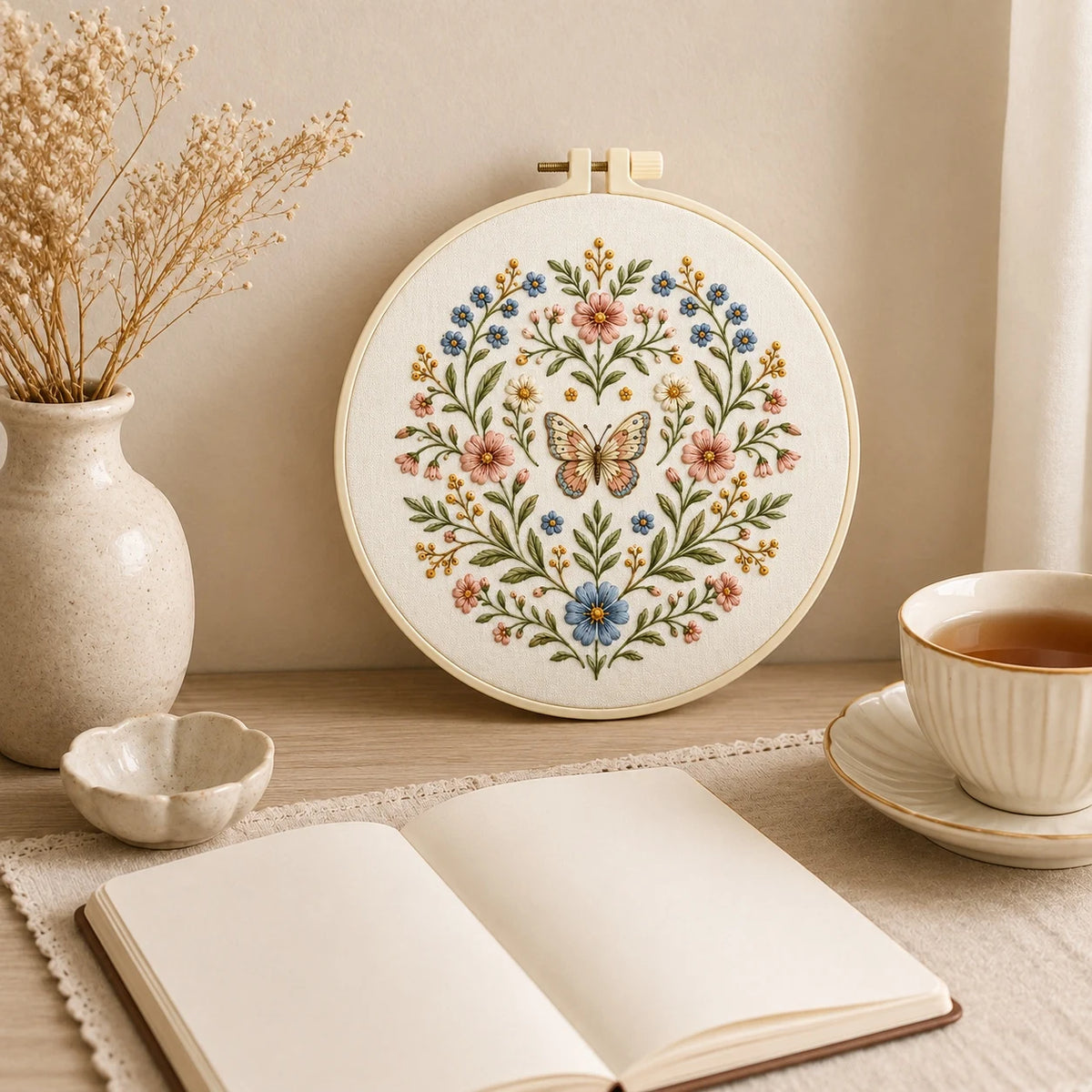 Wildflower Butterfly Pattern DIY Embroidery Kit for Beginners
