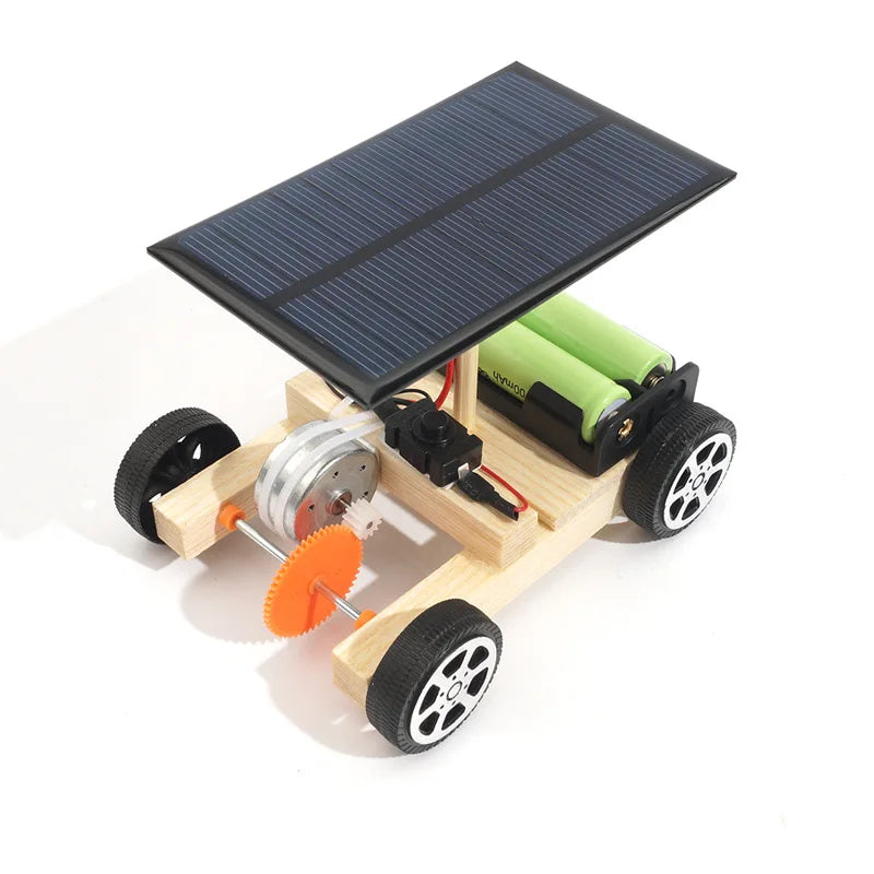 DIY Kids Wooden Solar Car Model Kit Toy Science Experimental Education Games