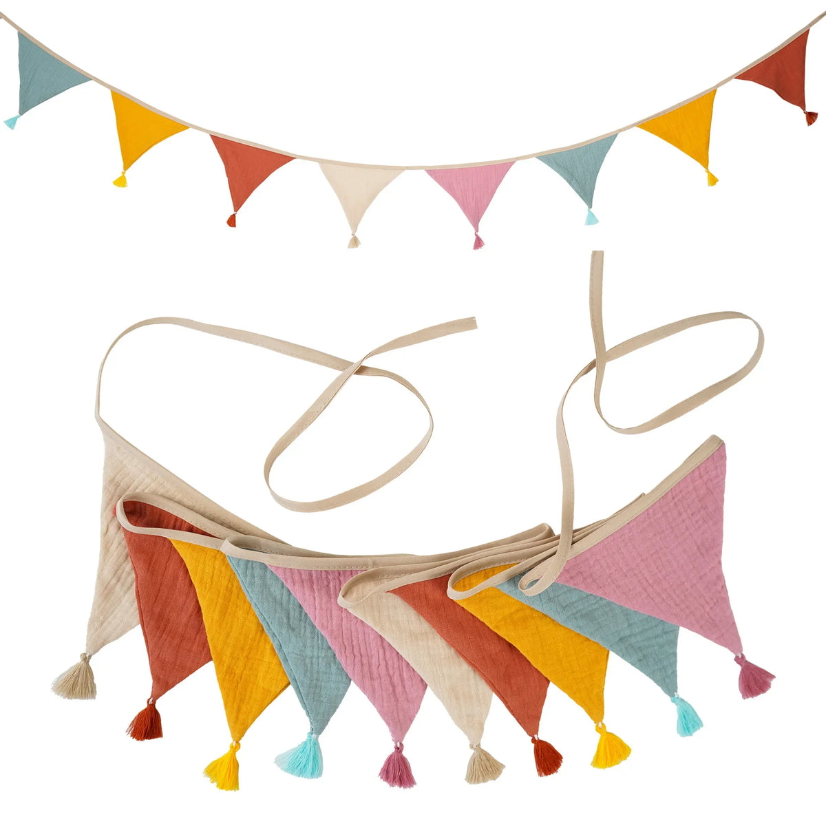 Children's Bunting 10 Triangle Flags with Tassles Party Decor Carnival Banner Garland 2.6M/8.5FT