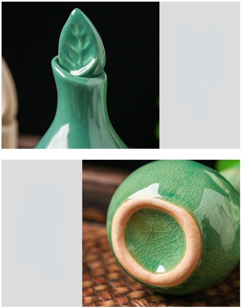Leaf Cracked Glaze Essential Oil Pots 100ml Ceramic Aromatherapy Scented Home Decor Bottle