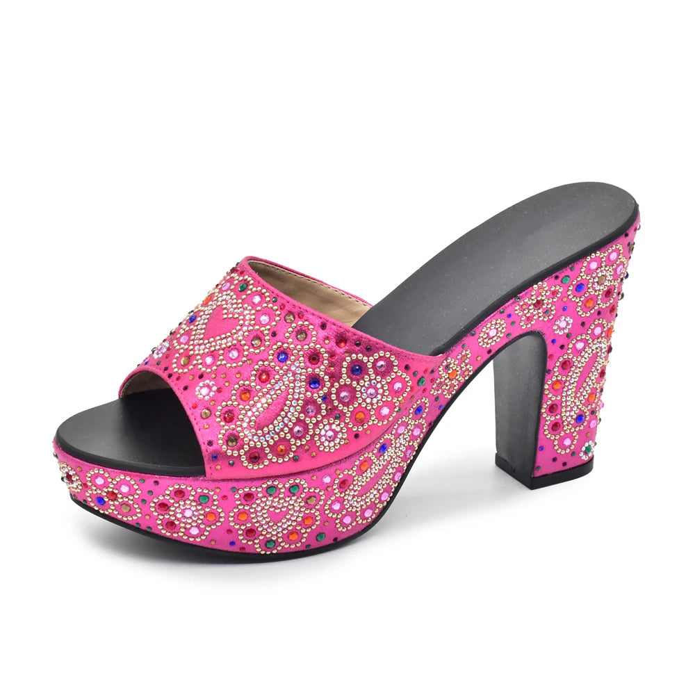 Paisley Summer Open Toe Platform High Heel Slides Shoes Comfortable Wedge Sandals