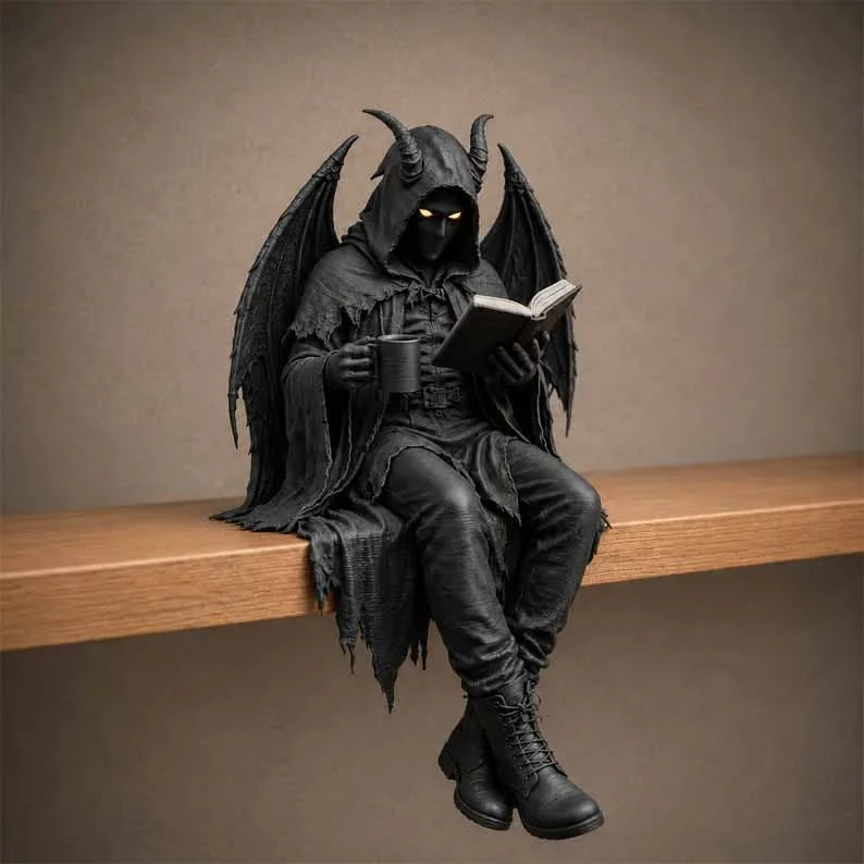Gothic Dark Fantasy Book Shelf Figures Resin Figurines Grim Reaper Fantasy Library Decor