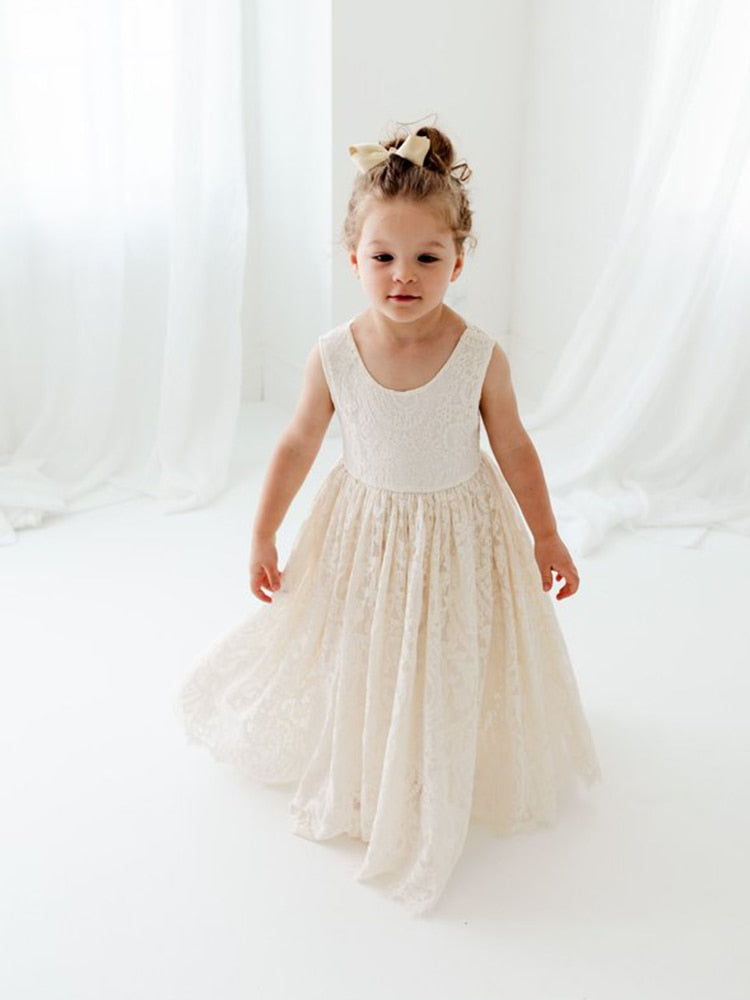 Girls Lace Bohemian Long Photoshoot Dresses