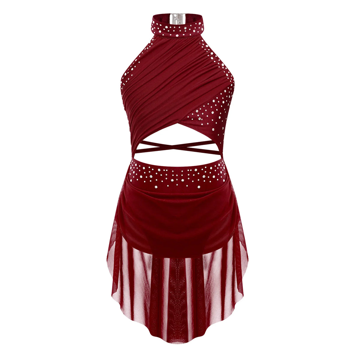 Girls Dance Performance Rhinestone Fringed Dress Figure Ice Skating Dancewear