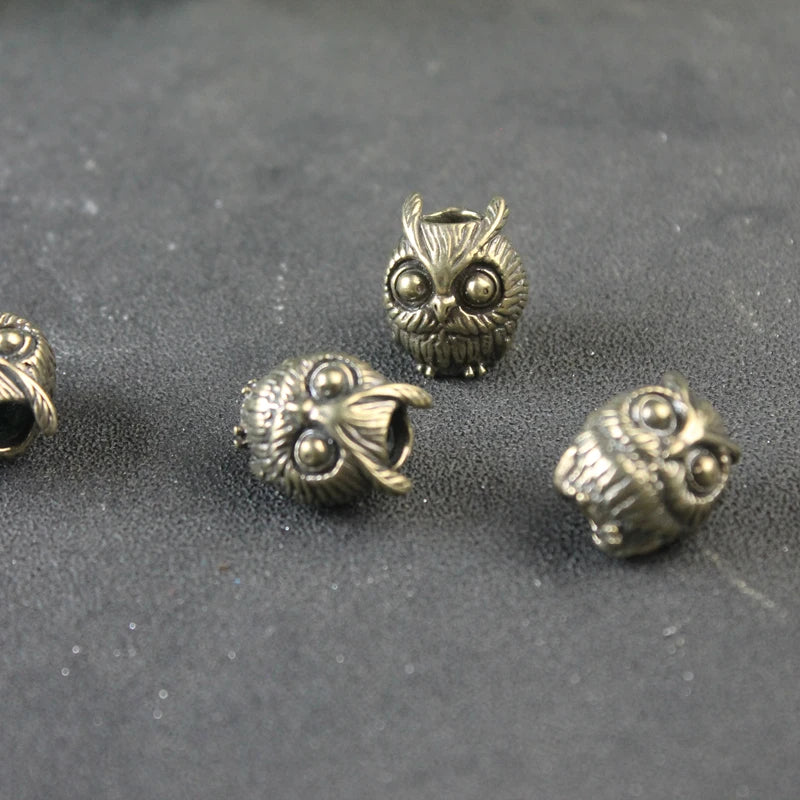 Cute Owl Brass Paracord Beads Lanyard Dreadlock Beard Bead