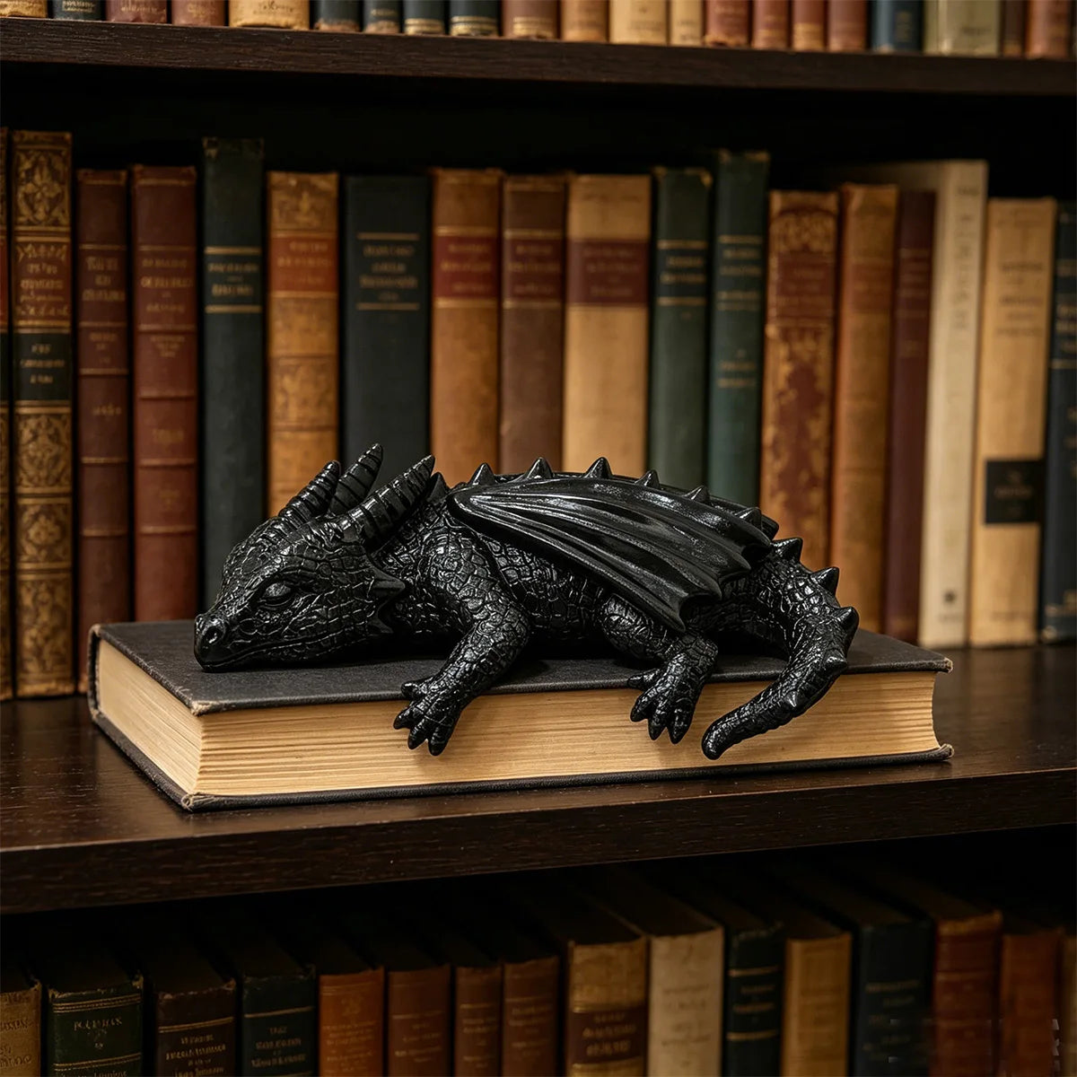 Resin Sleeping Baby Dragon Bookshelf Ornament