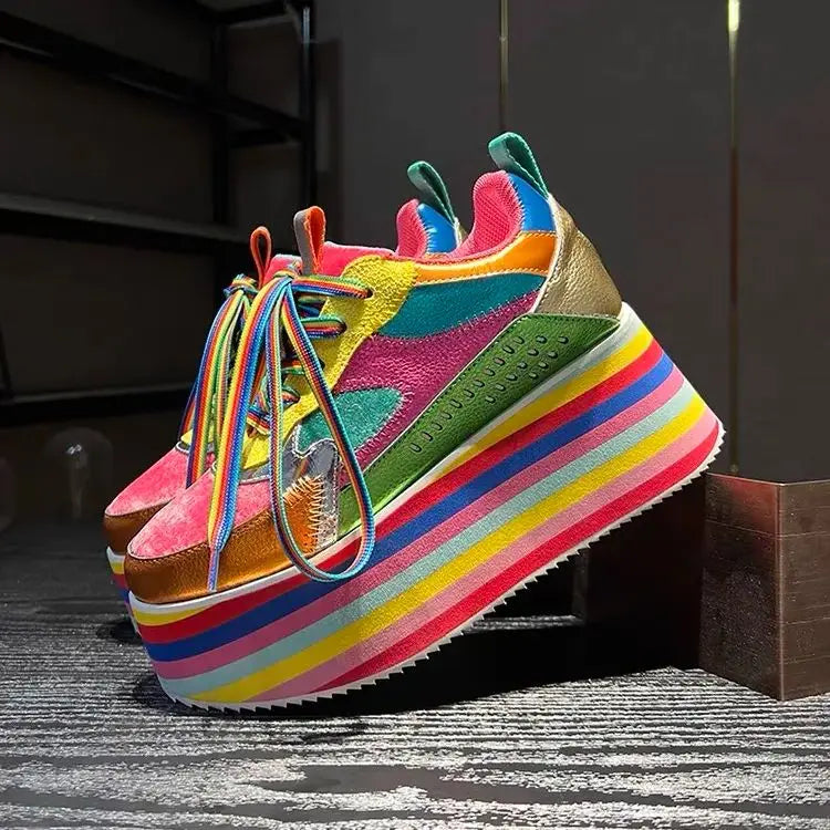Rosie's Rainbow Sneakers Chunky Platform Shoes