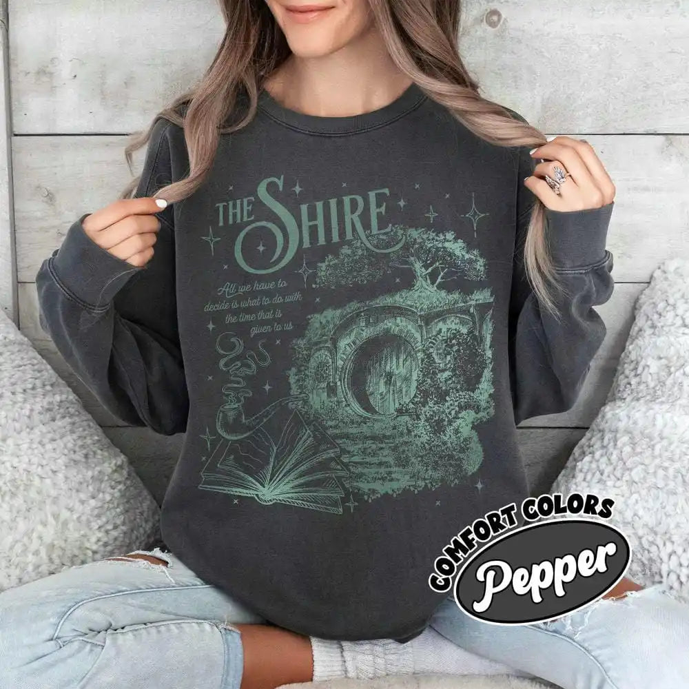 The Shire LOTR Unisex T-Shirt Cotton Tee Fantasy Book Lover Second Breakfast