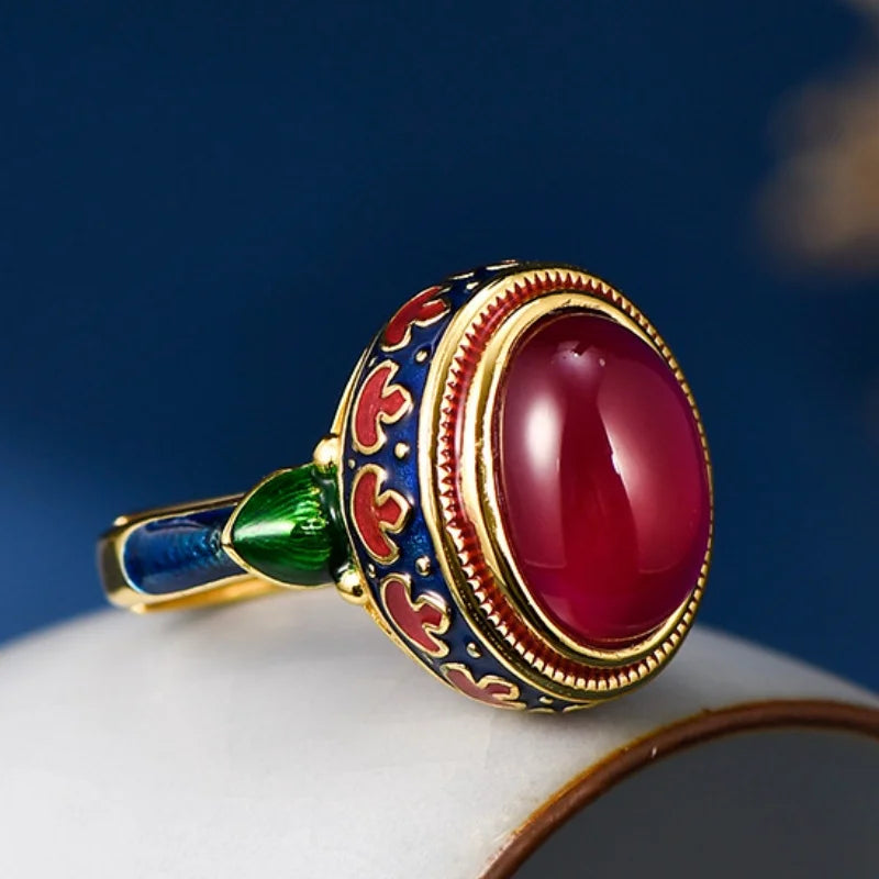 Carmellia's Corundum Enamel Matching Jewellery 925 Sterling Silver Ring, Earrings, Necklace