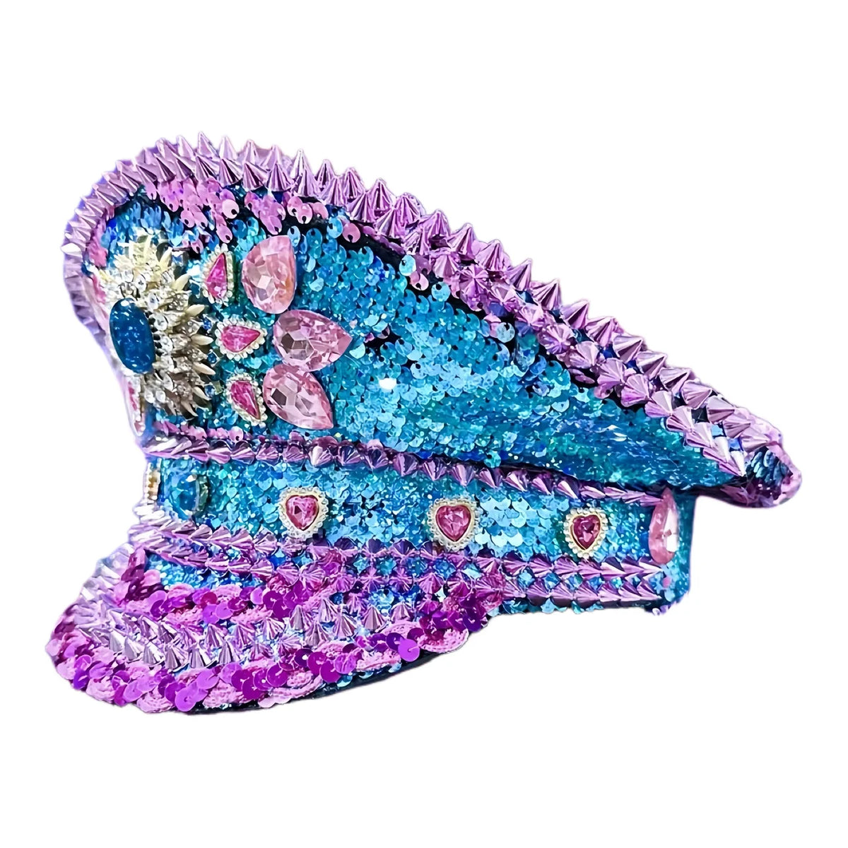 Spectacular Festival Rhinestone Captain Hat Military Cap
