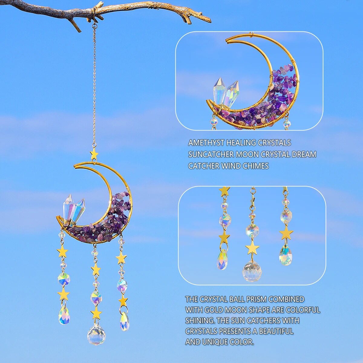 Sun Catcher Moon Crystal Rainbow Prism Garden Home Decor