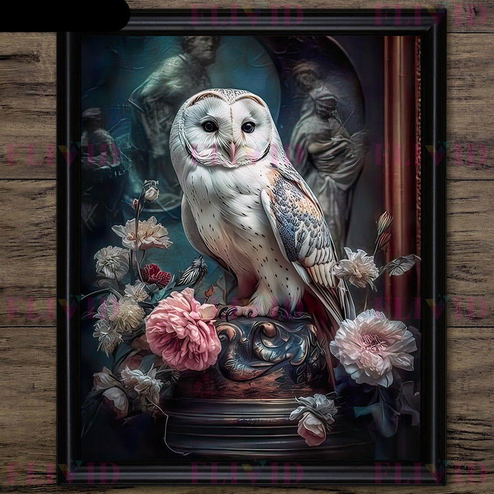 Black Raven And Magical Owl Gothic Wall Art Canvas Poster Prints Home Decor