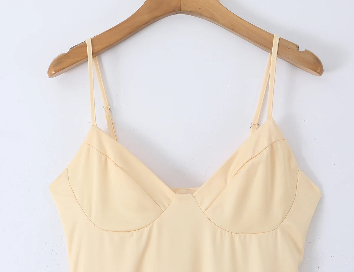 Laced Back Satin Sling Slip Dress Layering Piece