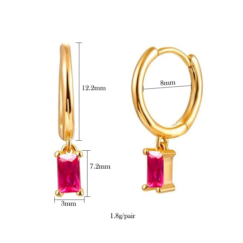 Colourful Zircon Gold Stud Earrings Mix'n'Match