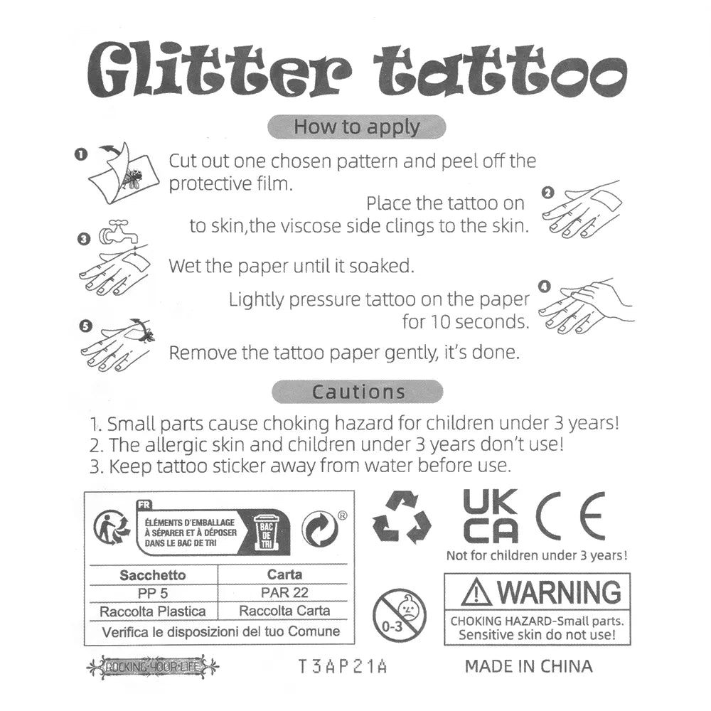 Temporary Tattoo Glitter Fairy Butterfly Face Tattoos