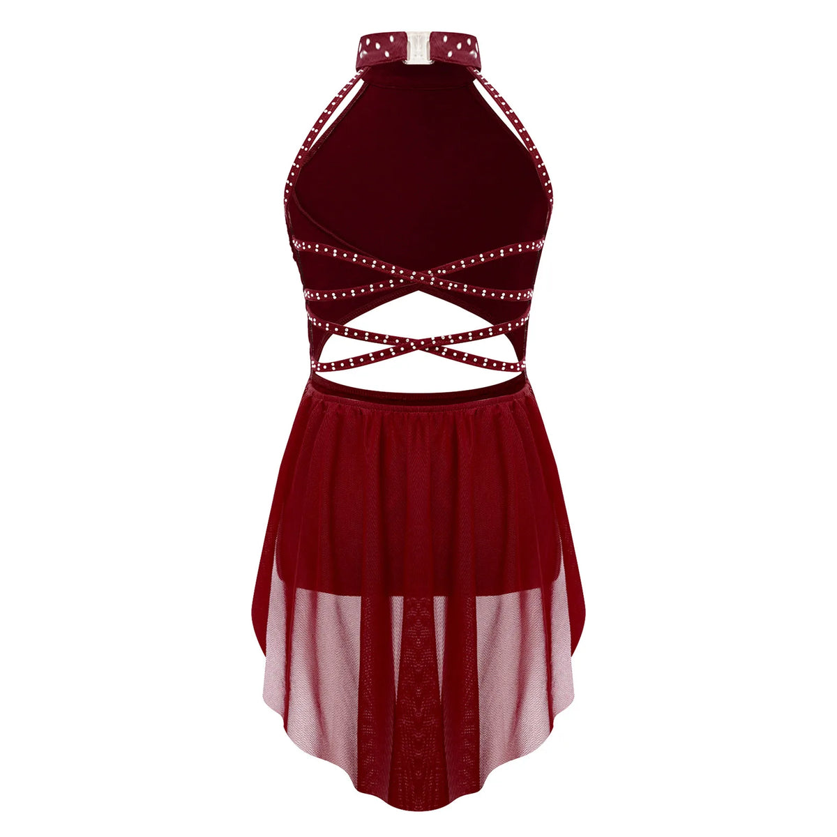 Girls Dance Performance Rhinestone Fringed Dress Figure Ice Skating Dancewear