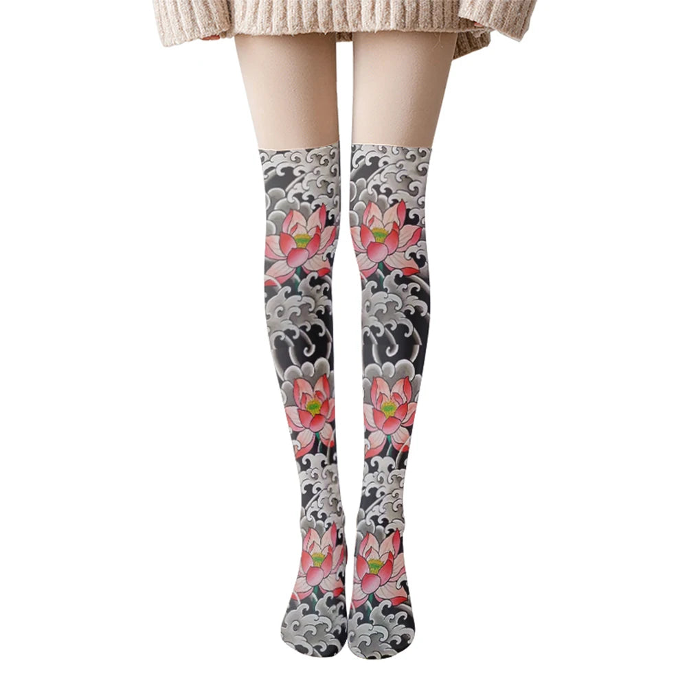 Floral and Fantasy Printed Stockings Long Socks