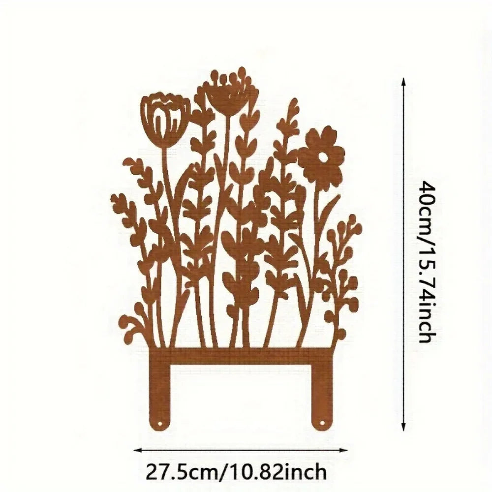 Rusty Metal Wildflower Stake Garden Decor