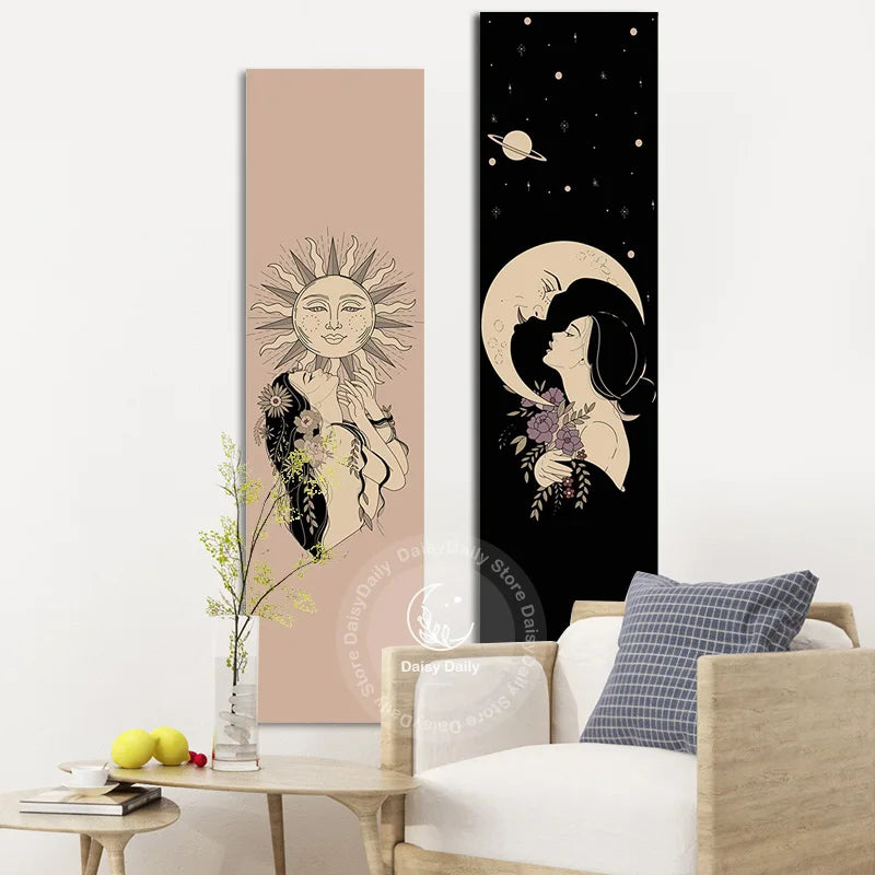 Sun Moon Lovers Wall Tapestries
