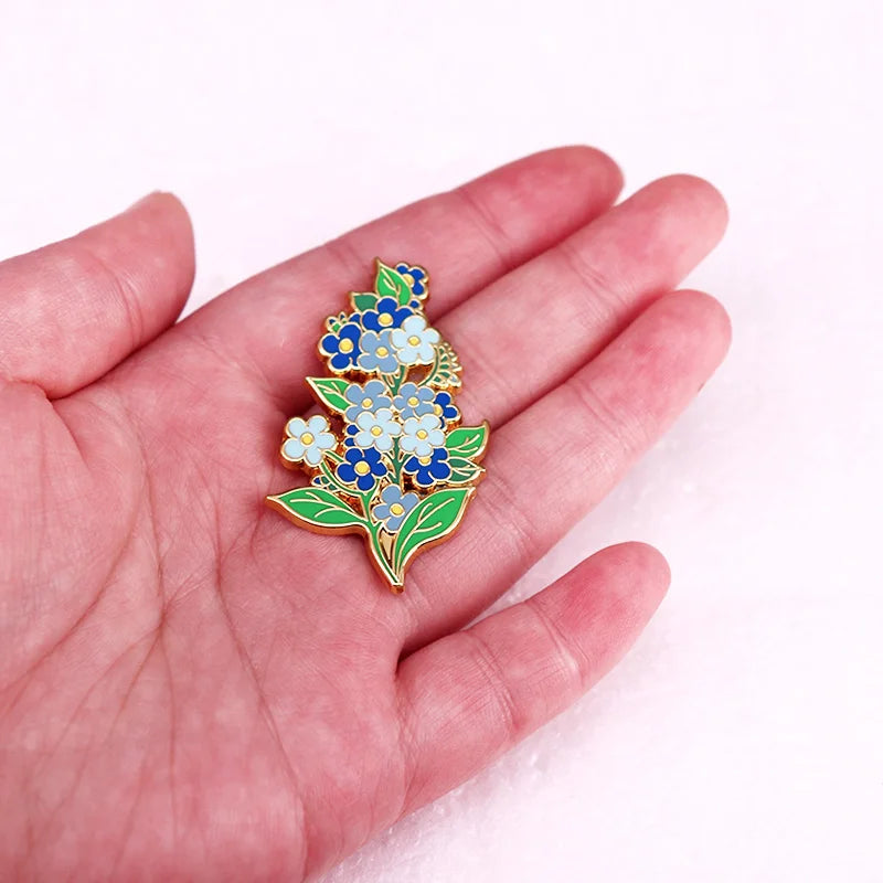 Blue Forget Me Not Flowers Enamel Pin