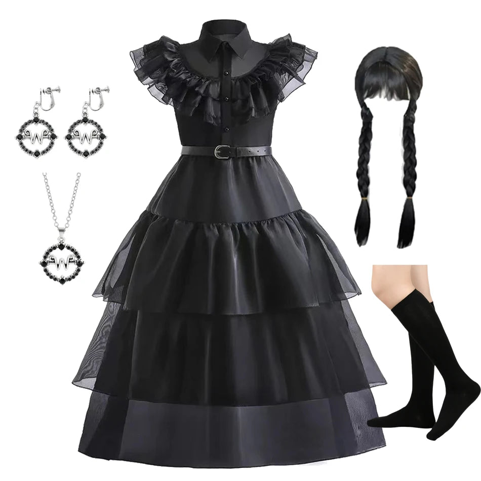 Wednesday Costume Sets Girls Halloween Cosplay Costume Dress