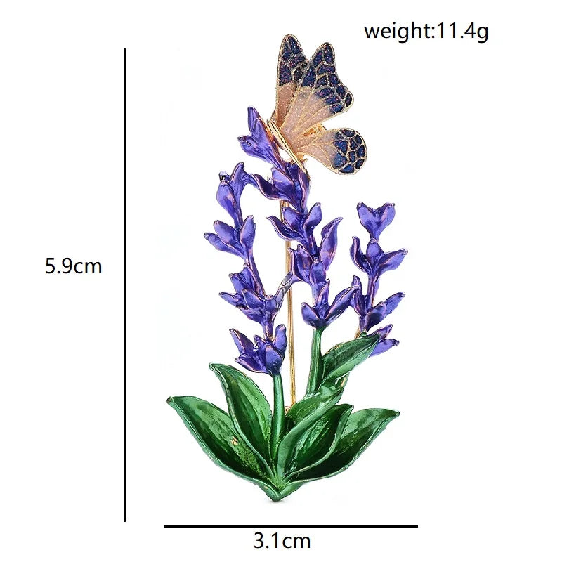 Lavender And Butterfly Brooches