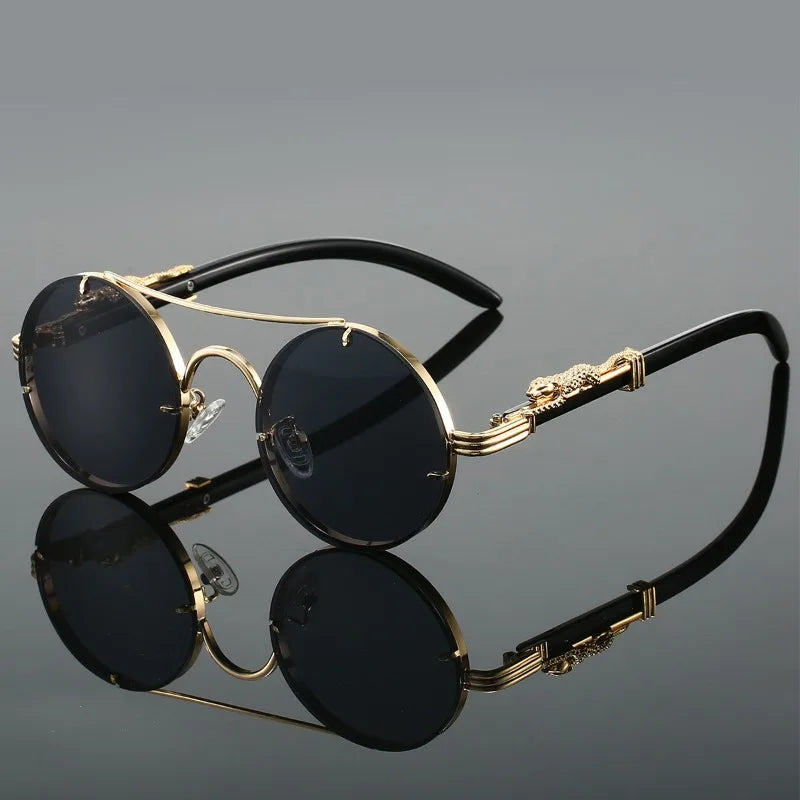 Round Retro Cape Sunglasses Double Bridge