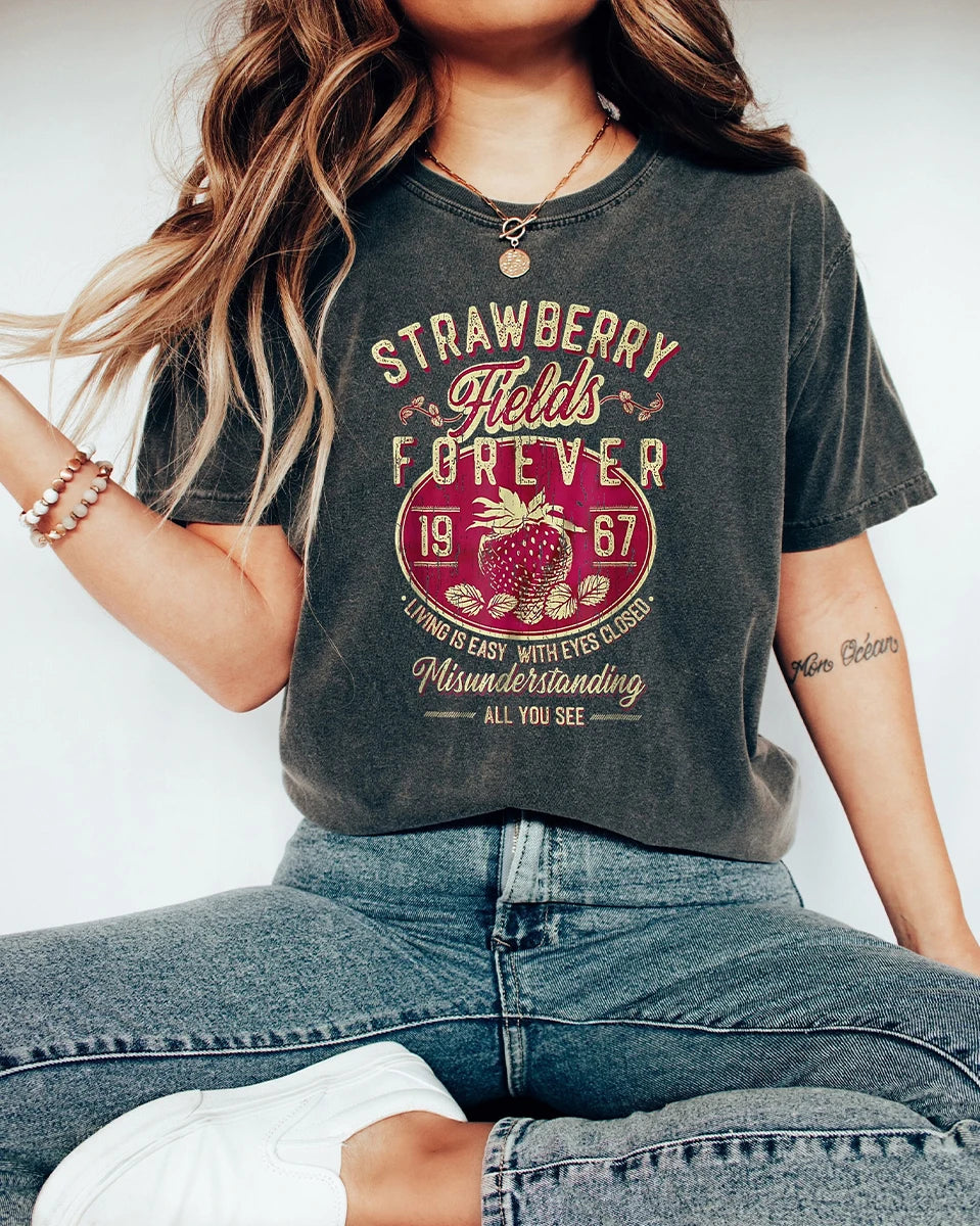Beatles Strawberry Fields Rock Band Tee T-Shirt