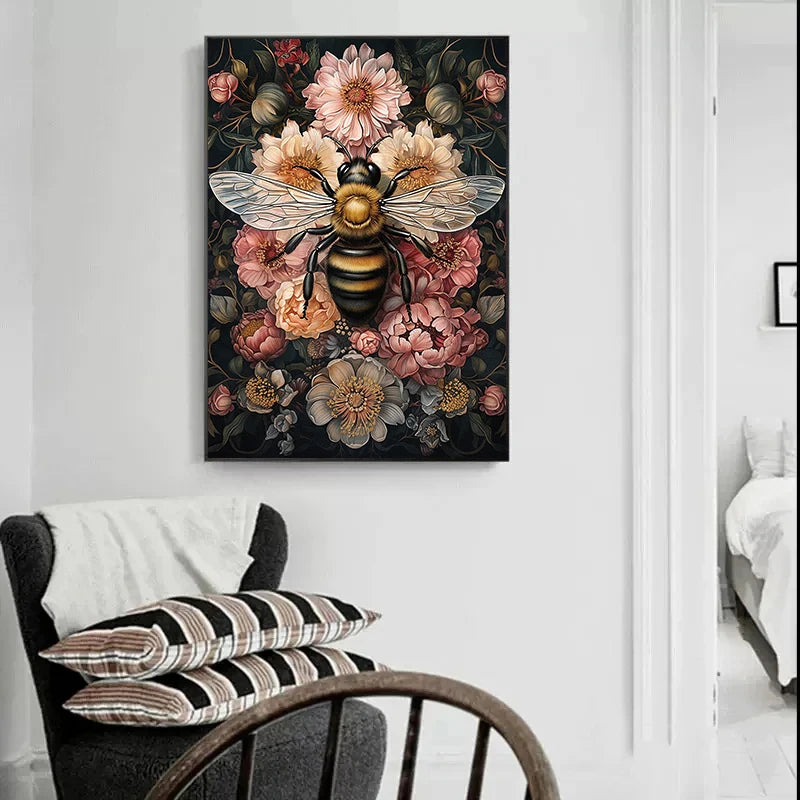 Wild Flower Bumblebee Canvas Prints Dark Academia Wall Art