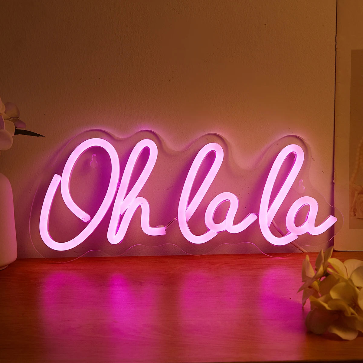 LED Neon Signs Oh la la Pink USB Night Light Wall Art Room Decor Lamp