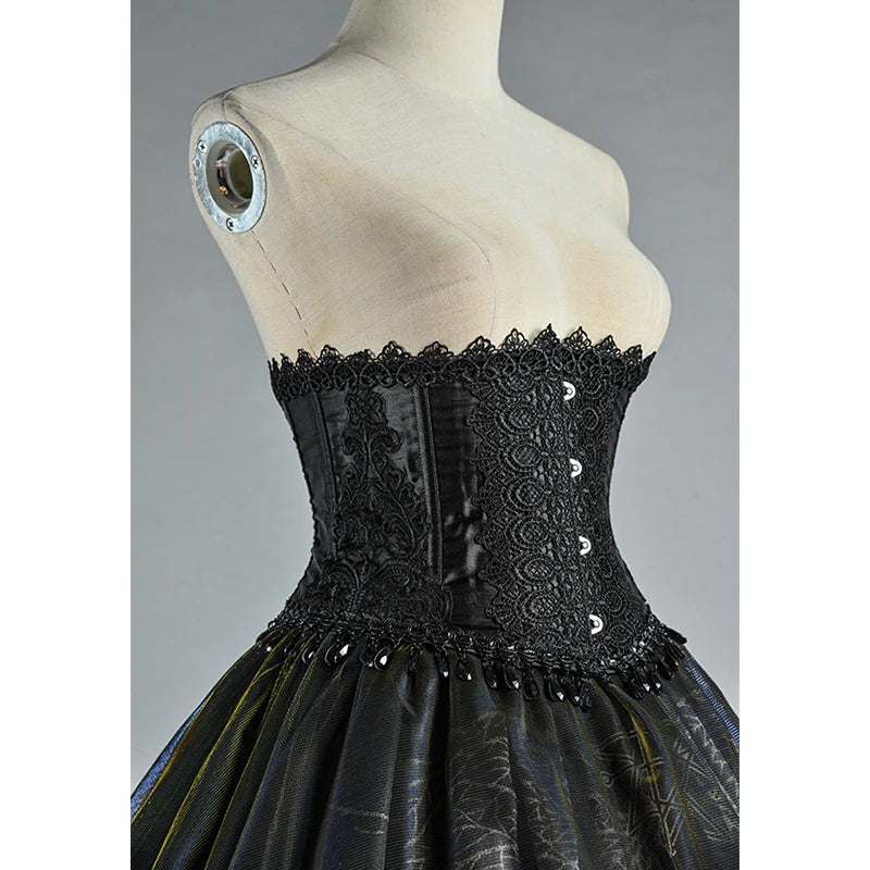 Palace Principessa Beaded Trim Steel Bone Black Lace Underbust Corset
