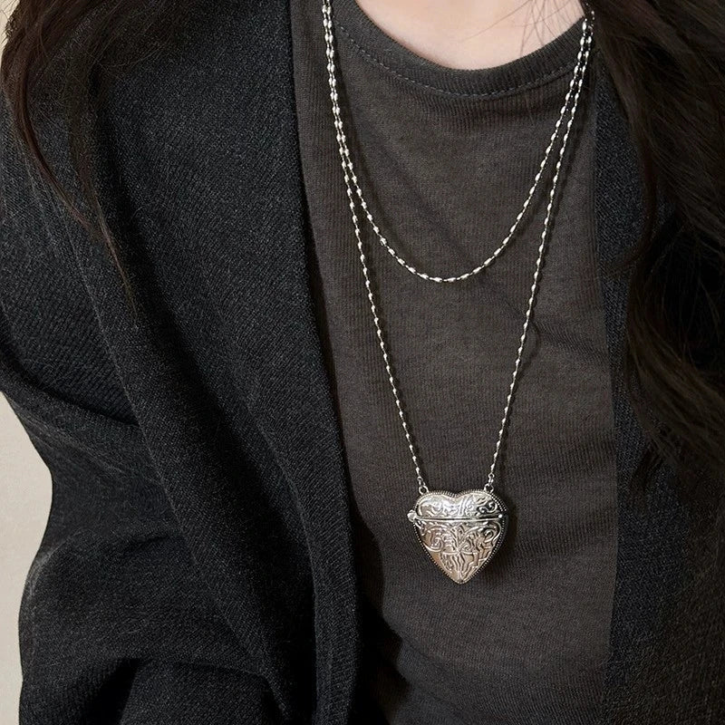 Heart Shape Mini Bag Pendant Necklace Long Crossbody Sweater Chain
