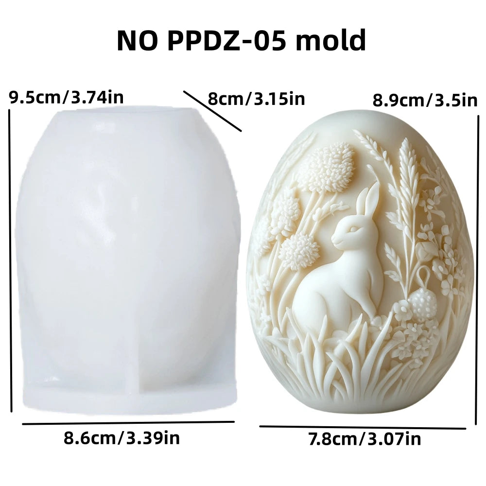 3D Easter Rabbit Relief Egg Silicone Mould Resin Candle Soap Plaster DIY Crafts