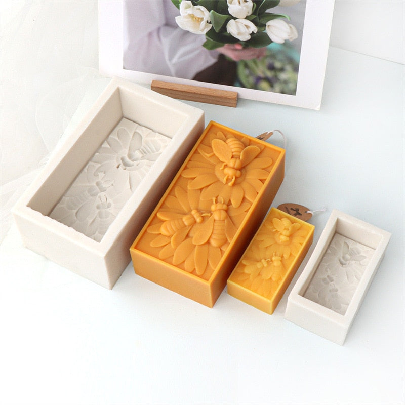 Bee Flower Silicone Mould DIY Soap Resin Baking Plaster Candle Making Moulds