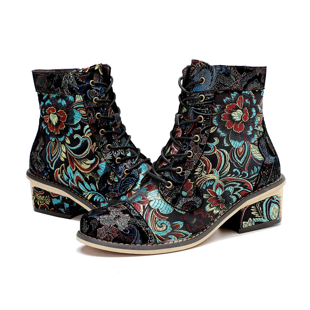 Mai's Embroidered Casual Short Boots Shoes