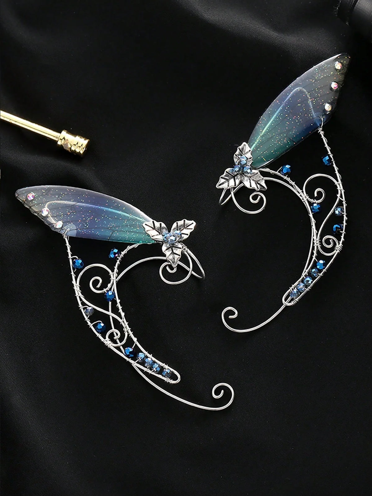 Handmade Copper Crystal Fairy Ear Cuff Pair No Piercing Clip On Earrings