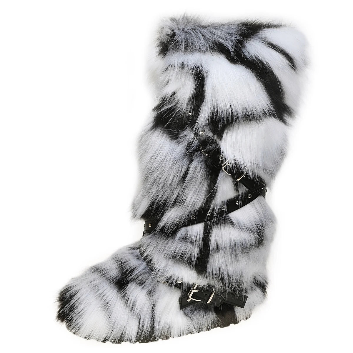 Winter Faux Fur Snow Boots Y2K Punk Rave Furry Shoes