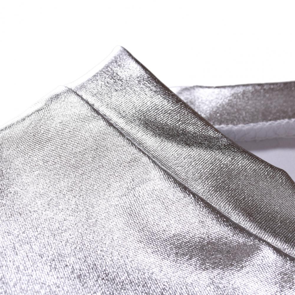 Men T-shirt Glossy Solid Long Sleeve Tops Nightclub Party Performance Wear