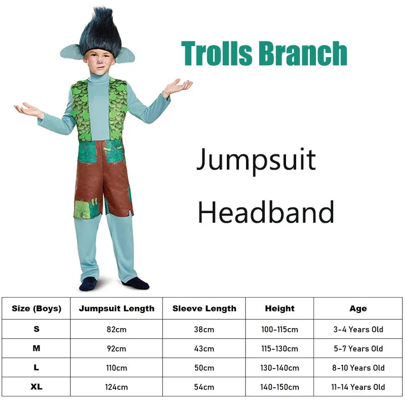 Branch and Poppy Trolls Dress Up Boys Girls Halloween Costumes
