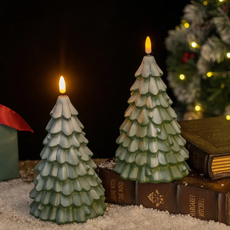 Christmas Tree Shaped Flameless LED Candles Battery Operated